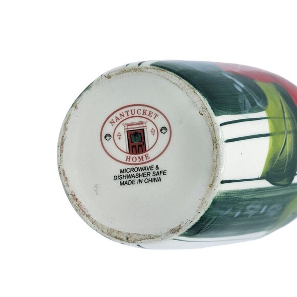 Nantucket Home Vintage Red Poinsettia Ceramic Bottle Vase Holiday Decor 11.7" - Picture 7 of 10